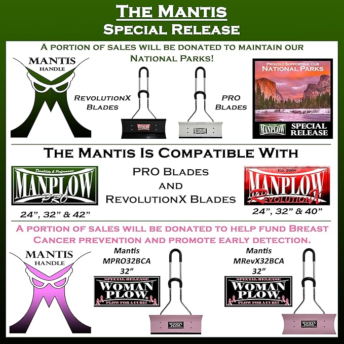 MANPLOW RevolutionX Snow Pushers and Shovels (Mantis Handle, 40")