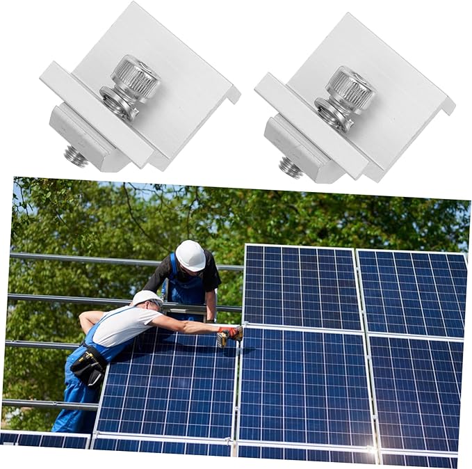 12pcs Metal Solar Panel Rack Clips Mid End Clamps for Secure Solar Panel Installation Easy to Install Bracket Holders for Outdoor Use