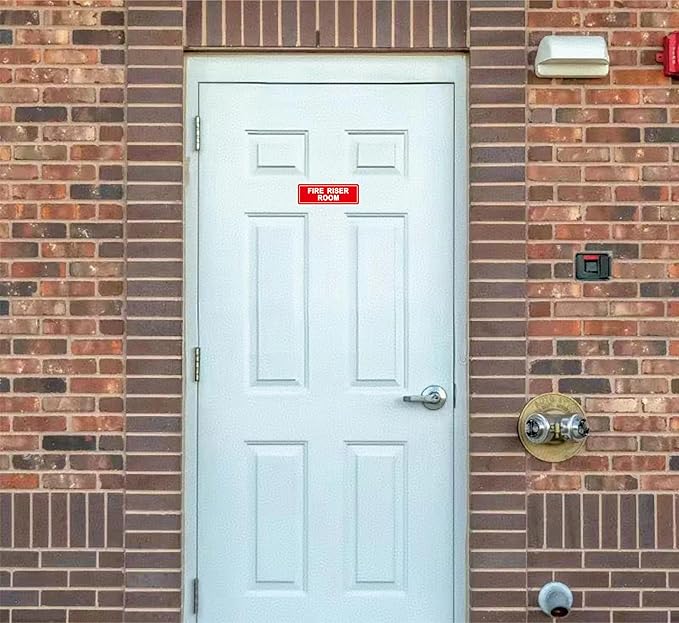Fire Riser Room Sign – Made from Premium Durable Acrylic Material, Super Strong Self-Adhesive, Quick Installation, Perfect for Your Business and Home (9x3 Inches, Red)
