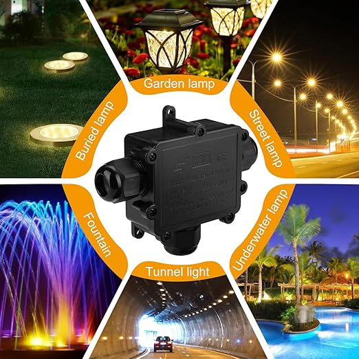 IP68 Waterproof Junction Box,t-Shape 3-Way Waterproof Splice Box Outdoor with 3 Cable M25 Gland Wire Connector Electrical Junction Box for 4-12mm Diameter Cable, Black