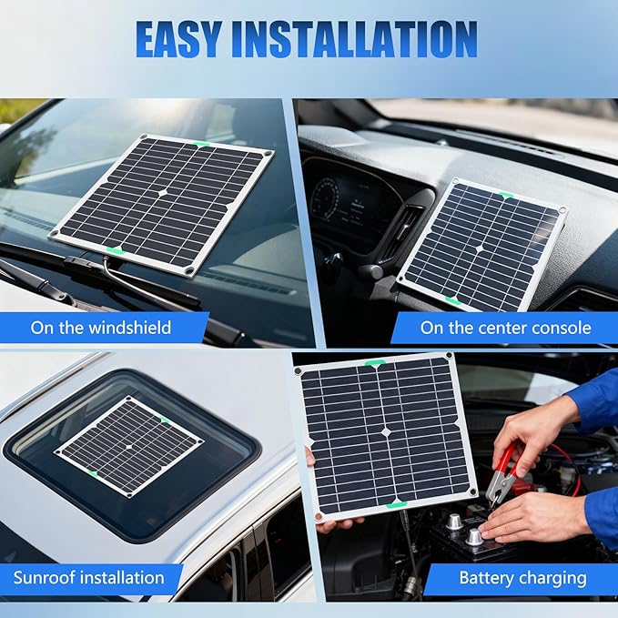KEPEAK 40W Solar Panel Kit 12V, Solar Battery Trickle Charger & Maintainer with Smart Controller, Waterproof Solar Charger for Car Boat RV Motorcycle Marine
