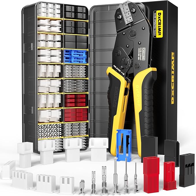 Crimping Tool Connector Kit, 20 Types of JST-XH/SYP 2.5mm and 2.54mm Connectors, 32-20 AWG Crimping Pliers Compatible JST, Dupont, KF2510, Molex, Futaba, for Hitec Spektrum RC