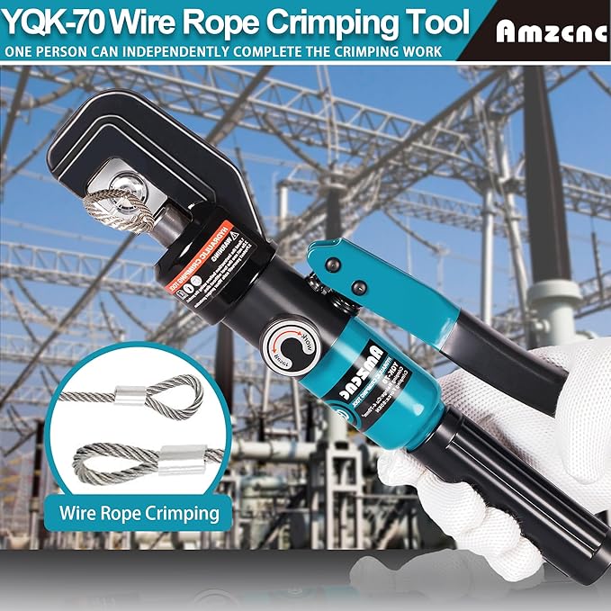 AMZCNC Wire Rope Crimping Tool Kit, Swaging Tool for Aluminum Ferrules and Oval Sleeves, 3/64''–3/16'', Stainless Steel, with Wire Cutter