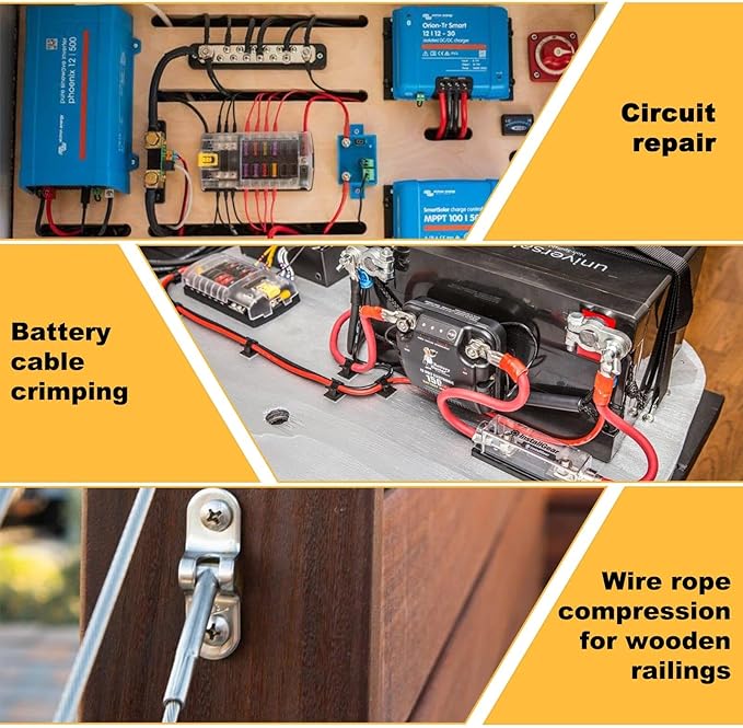 Hydraulic Crimping Tool and Cable Cutter,12 AWG to 2/0 (00), 10 Tons Battery Cable Crimper with 9 Crimping Dies, Hydraulic Wire Crimper Kit for Cable Lug, Ring Terminals, Wire Rope