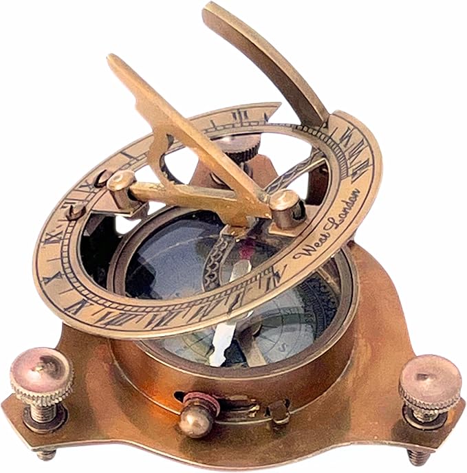 Vintage Brass Compass Antique Marine Sundial Compass Fully Functional Handmade Collectible for Solo Travellers Hikers Trekking Home Decor