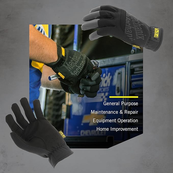 Mechanix Wear FastFit Work Gloves - Anti-Slip & Abrasion Resistant Heavy Duty Gloves - Touchscreen Compatible - Vibration Damping - Multipurpose Use - X-Large - Black