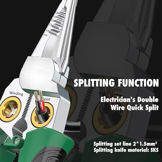 8-in-1 Wire Stripper Tool, with Non-Contact Voltage Detector & Safety Insulated Handles, Multi-Function Electrical Pliers for Stripping, Cutting, Crimping, Ideal for Electrician, HVAC, DIY