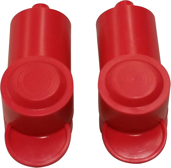 (Red) 1/4" Stud Terminal Cover - Electrical Battery Connection Insulator (2 Pack)