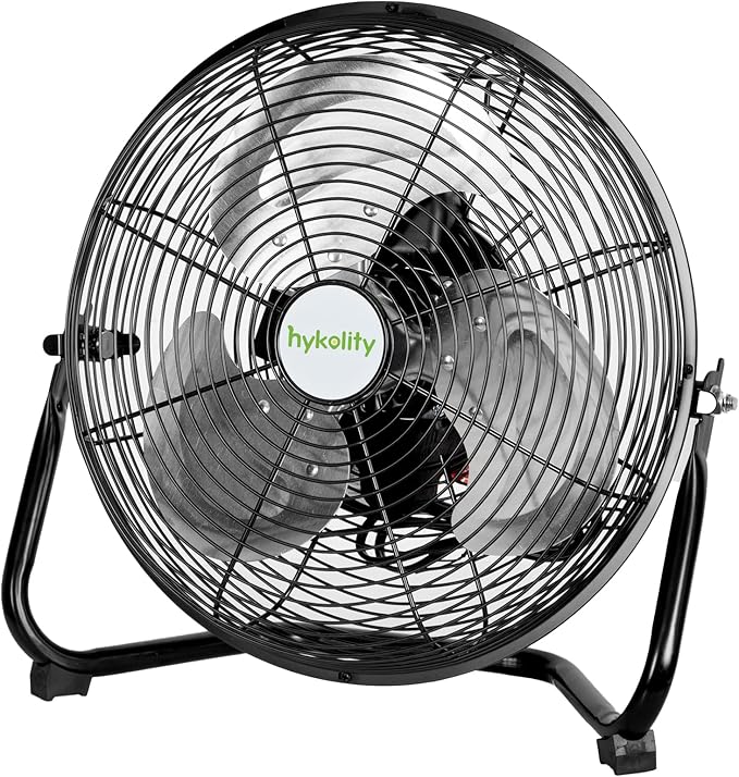 hykolity 1680 CFM 12" High Velocity Floor Fan, 3-Speed Powerful Airflow Fan with 180-Degree Tilt, Heavy Duty Metal Fan for Home, Bedroom, Residential Use
