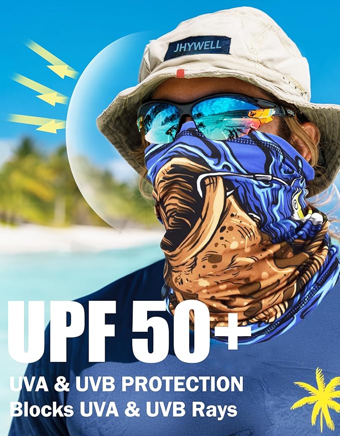 JHYWELL Cooling Neck Gaiter Face Mask, UV Protection Masks Gator, Windproof Bandana for Skiing, Fishing, Hiking, Cycling