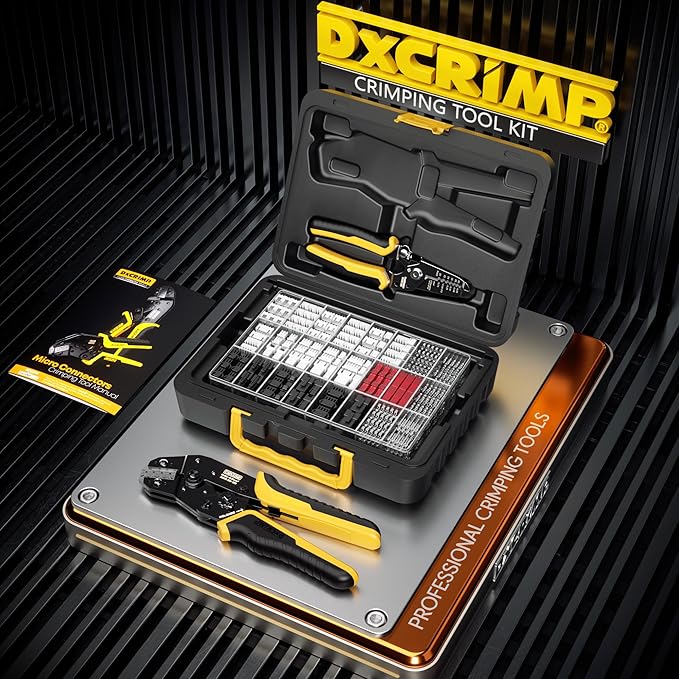 Crimping Tool JST Connector Kit, 29 Types of JST-XH/SM/SYP 2.5mm Connectors, with 32-20 AWG Ratchet Crimping Pliers and Wire Strippers, for JST, Dupont, KF2510, Molex, AMP EI-Serie