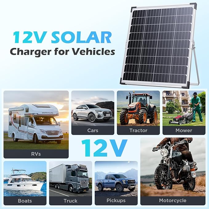60W 12V Solar Trickle Charger, 2PCS 30W 12V/24V Solar Battery Charger with Smart Controller, IP68 Waterproof Solar Panel Kit for Car Boat Lawn Mower Marine Dump Trailer