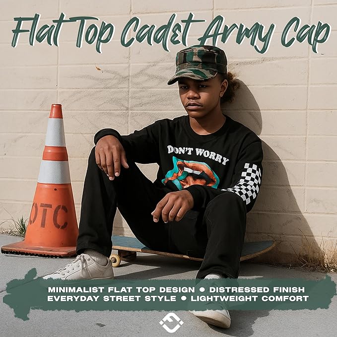 Funky Junque Distressed Military Hat – Newsboy Hats for Women, Short Brim Army Baseball Cap, Womens Cadet Hat Trendy Style