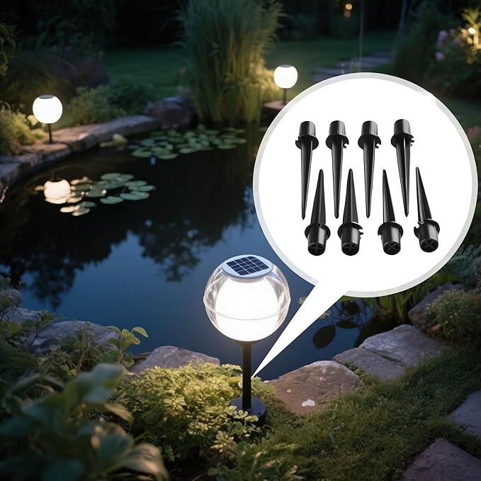 8 Pcs 5.3 Inch Solar Light Stakes Landscape Light Stakes Metal Replacement Spike Stakes for Garden Pathway Yard Ground Lights Patio Lamps Pole Umbrella Outdoor