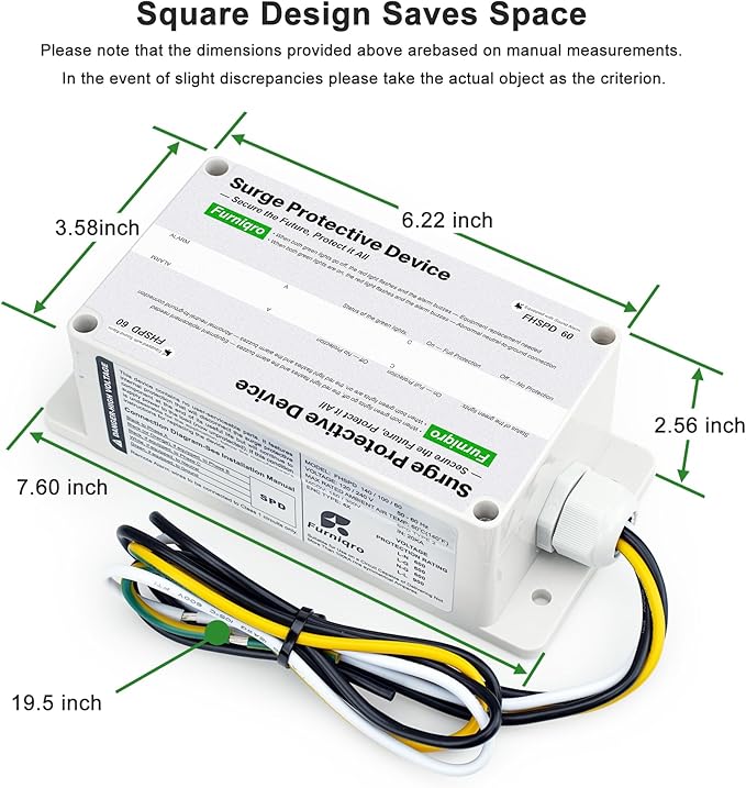 FHSPD60 Whole House Surge Protector FS60 Surge Protector Whole House Surge Protection Device Rated for 60,000 Amps, Whole Home Surge Protector, Indoor/Outdoor Use, 120/240V