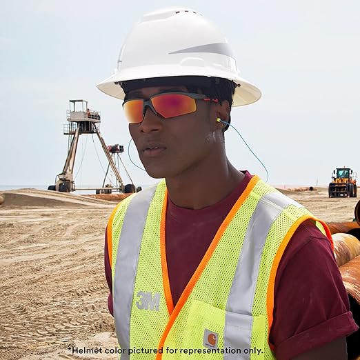 3M Hard Hat SecureFit H-802SFV-UV, Yellow, Vented Full Brim Style Safety Helmet with Uvicator Sensor, 4-Point Pressure Diffusion Ratchet Suspension, ANSI Z87.1