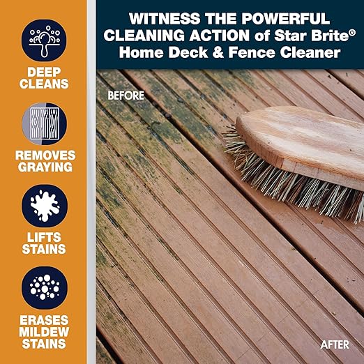 Star brite Home Deck & Fence Cleaner – Oxygenated Powdered Bleach, Biodegradable, Safe for Wood & Composite Surfaces