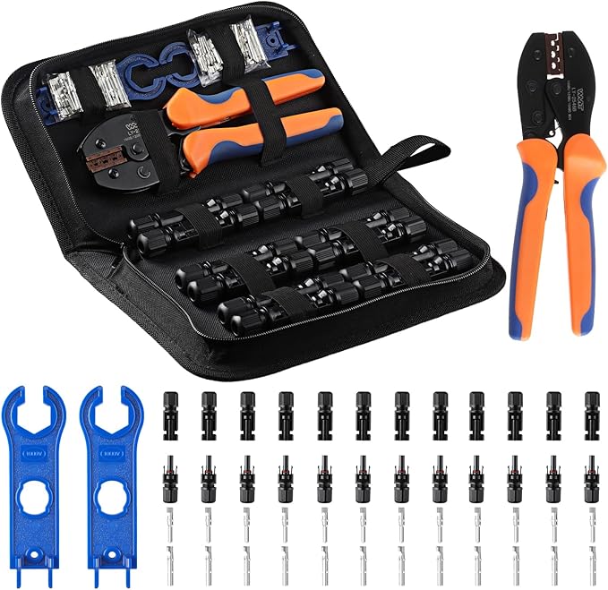 WMT Connector Kit for Solar Panel Connections 14-10AWG, Solar System Kit includes 12 Pieces Male/Female Solar Connectors, 2 Pieces of Solar Connector Spanner Wrench for Solar Panel Cable Assembly