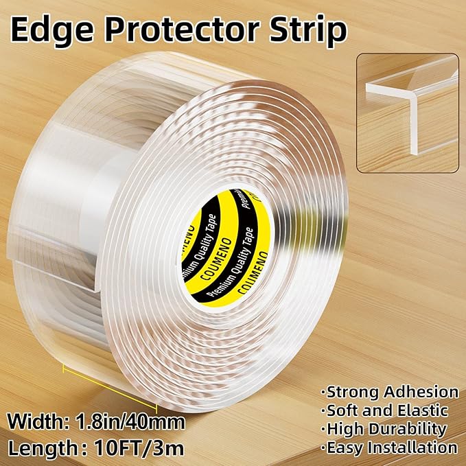 Clear Edge Protector,Safe Corner Protector, Anti-Sharp Edge Protector, for Furniture, Drawers, Tables, Cabinets 1.6inX9.84FT