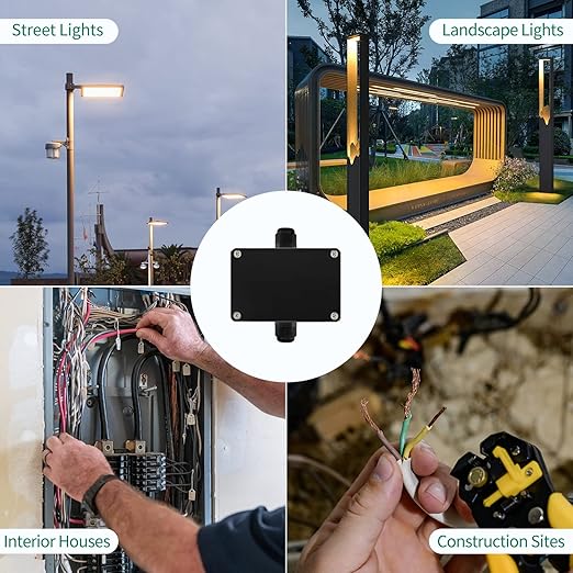 ABS IP67 Waterproof Dustproof Electrical Junction Box, with 15A 600V Barrier Terminal Cable Connector, 1IN/1Out Power Junction Box（3.93 * 2.67 * 1.96in）