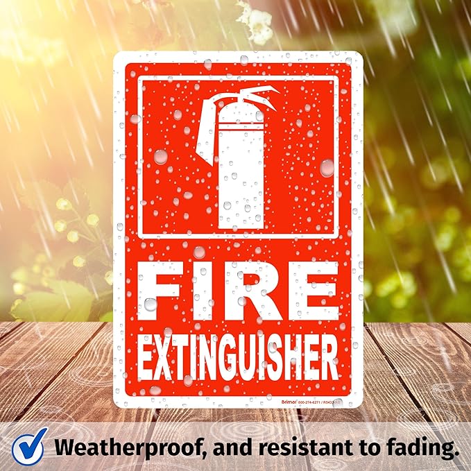 Brimar - 7" x 10" - Fire Extinguisher Sign - .125″ Acrylic - Clear Indication - Easy Installation