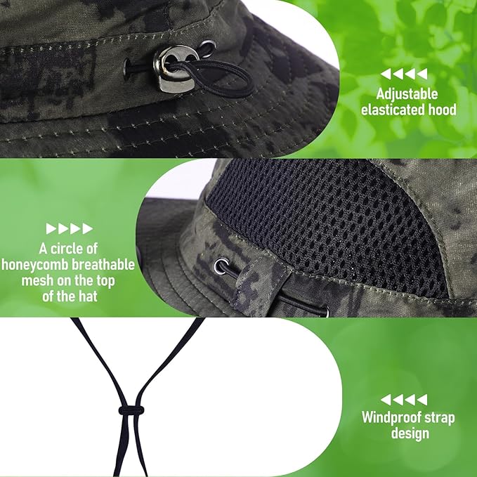Berlune Men Sun Hat with 2 Solar Fans Wide Brim Outdoor Fishing Hat USB & Solar Powered for Sun Protection Camping Hiking