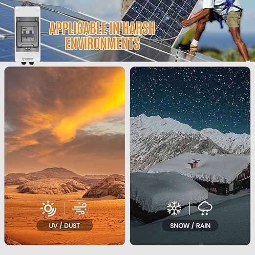 Solar Panels Disconnect Switch 60A 1000VDC PV Shut Off Switch Outdoor Circuit Breaker Box IP65 Waterproof UV-Proof