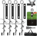 Phopich 18'' Ground Anchors, Fully Welded Heavy Duty Ground Anchors Screw in Swing Set Anchors Chrome Plating Anti Rust Ground Anchor with Straps for Dogs, Trampoline Stakes Resistant High Wind 4 Pack