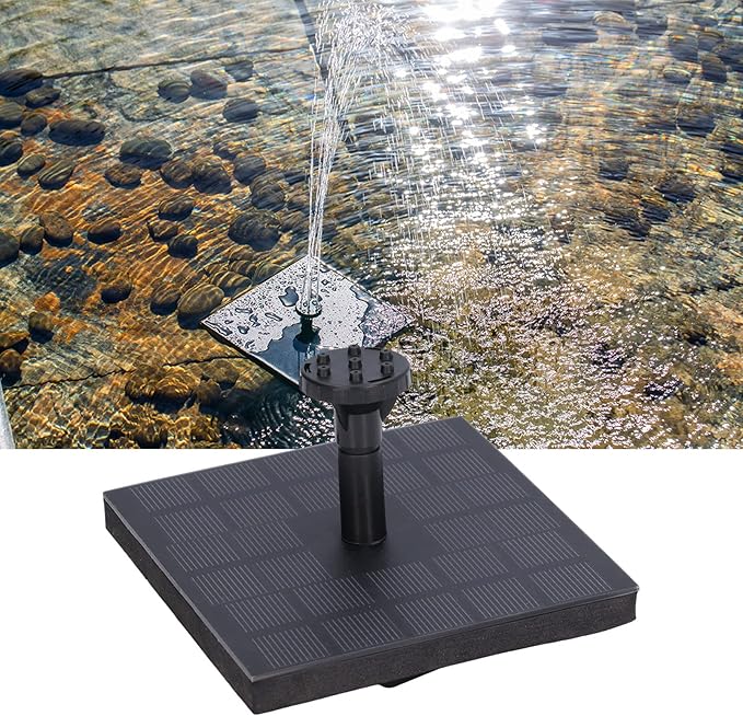 Solar Fountain Pump, 7V 1.4W Solar Fountain Pump for Bird Bath, Solar Water Pump Monocrystalline Silicon Square Floating for Garden, Ponds and Outdoor