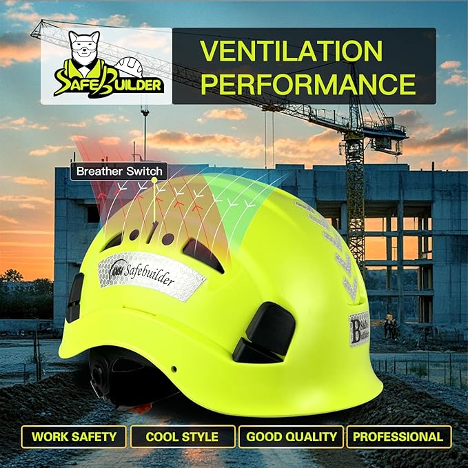 Construction Hard Hats Safety Helmet Reflective ABS Adjustable Ventilation Hardhats Industrial Head Protection ANSI Z89.1