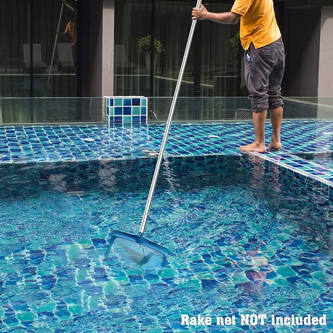 POOLWHALE 10.5 Foot Premium Aluminum Telescopic Swimming Pool Pole, Special Stripes Texture Strong Grip, Adjustable 8 Pieces 1.0 mm Expandable Step-Up, for Skimmer Nets, Vacuum Heads and Brushes