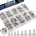mxuteuk 215PCS Terminal Block Screws Kit,M3 M3.5 M4 M5 Terminal Screws,Nickel-Plated with Square Washers for Switch Plates,Electrical Panels and Terminal Blocks