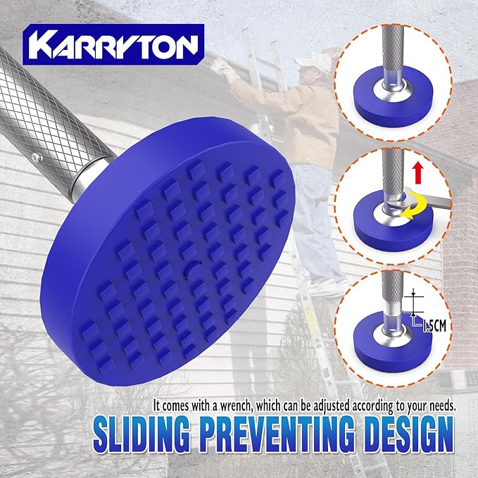 Blue Ladder Levelers for Type II,I and IA Extension Ladders up to 32’,with Anti-Slip Threaded and Adjustable Extension Ladder Legs for Stairs and All Surfaces - Pair (Standard Version （20"）)