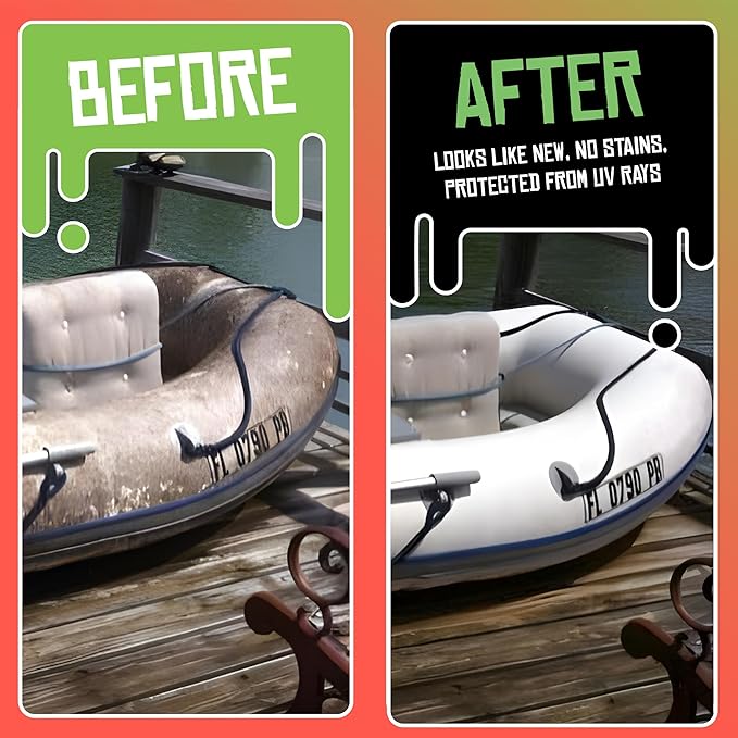 Boat Juice Inflatable Boat Cleaner Spray | 2in1 Cleaner & Ceramic UV Protectant | Removes Dirt, Grime, Stains, Water Spots & Provides Maximum UV Protection | Watermelon Scent | Made in USA (32oz)