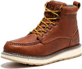 ROCKROOSTER Walker Waterproof Work Boots for Men, 6" Soft Toe Comfortable Boot, Rubber Wedge Sole Shoes, Arch Support Anti-Fatigue Boot, Leather Insulated Safety Boots, Electric Hazard