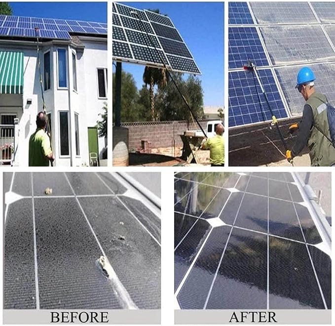 Window Cleaning Pole, Telescopic Brush, Extendable Cleaner for Conservatory Roof, Photovoltaic & Solar Panel Cleaning - Ideal for Reach.