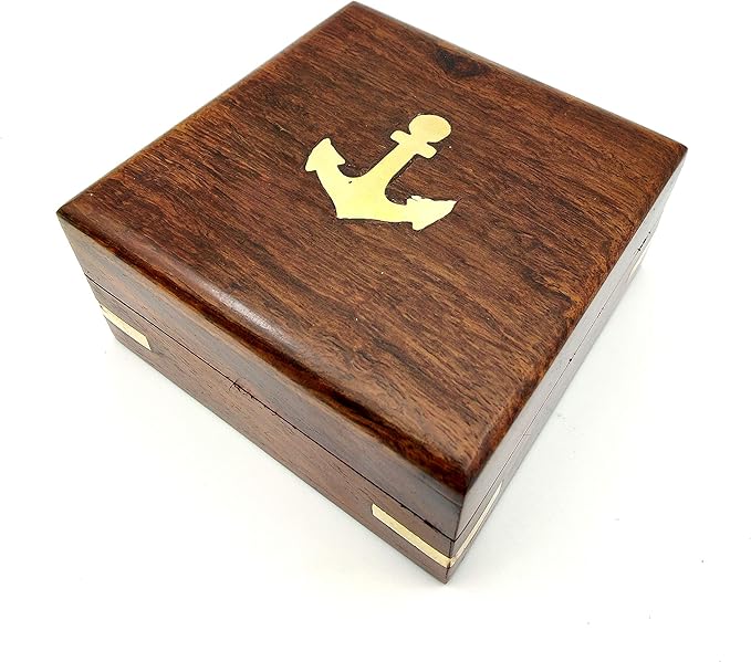 Pocket Sundial Compass, Both Side on lid Handwork.
