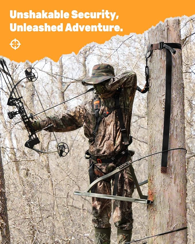 Kalkal 3 Pcs Heavy-Duty Tree Stand Harness Strap, Quick-Connect Treestrap for Tree Stand Harness Comfortable Hunting Gear