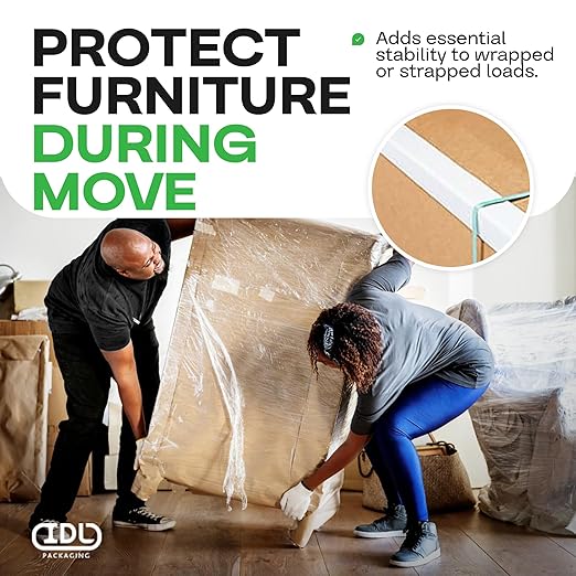 IDL Packaging Cardboard Edge Protectors 2" x 2" x 48", Black, Pack of 50 - V-Board Reinforced Cardboard Corners for Shipping - Kraft Cardboard Corners for Packing - Moving Corner Protectors