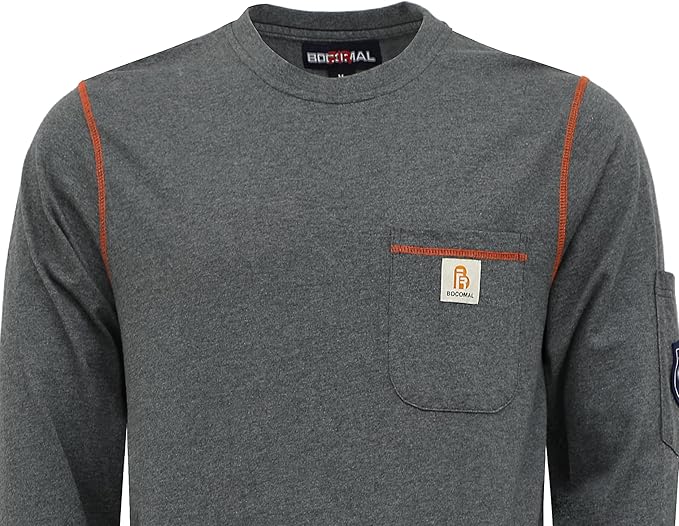 BOCOMAL FR Shirts for Men Lightweight Crew Long Sleeve Flame Resistant/Fire Retardant Shirt…