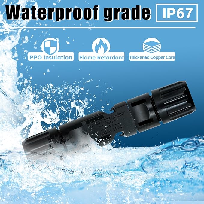 120 PCS Solar Connectors Male & Female Panel Cable Connectors with 2Pcs Spanners IP67 Waterproof (60 Pairs)