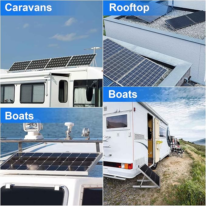 Solar Panel Mount Brackets, 2 Sets 45 inch with Foldable Tilt Legs, Suitable for 2-4pcs 180 200 300 400 500 Watt Solar Panel, Adjustable Mounting Brackets for Roof, RV, Boat, and Off-Grid