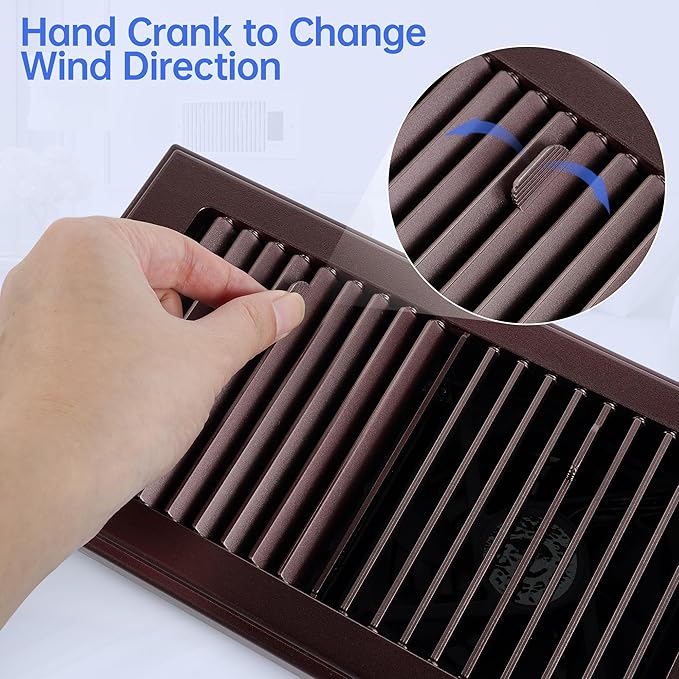 Register Booster Fan,10-Speed Smart Heating Cooling AC Vent Fan for 4" x 10" vent booster,Register Vent with Thermostat,for Room,Home(Brown)