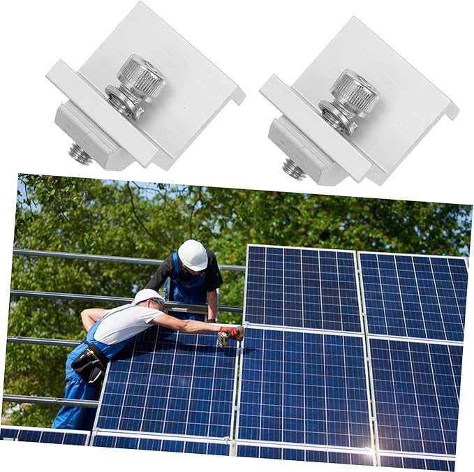 12pcs Solar Panel Mid Clamps Bracket Clips for Photovoltaic Systems Easy Installation Solar Panel Holder for Outdoor Use Stable and Support