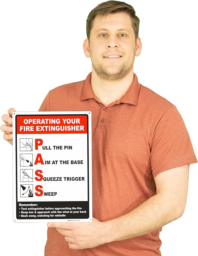 Brimar - 10 x 14" - Operating Your Fire Extinguisher Sign - Polyethylene Plastic - Safety Promotion - Easy Installation