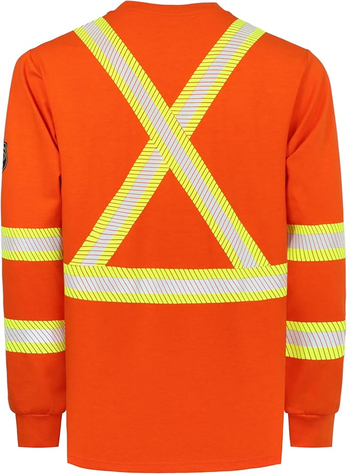 BOCOMAL FR Hi-Vis Shirts 6oz Lightweight High Visibility Reflective Flame Resistant/Fire Retardant Shirt Men's Safety Shirts