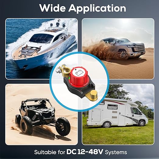 Top Post Battery Disconnect Switch 12v,Battery Kill Switch Negative On/Off 12-48V Top Post Battery Switch Heavy-Duty Battery Disconnect Switch for Cars, Vehicles, RVs, and Boats