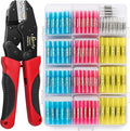 Sopoby Crimping Tool For Heat Shrink Connectors with 210PCS Marine Grade Heat Shrink Butt Connectors of Tinned Red Copper - Electrical Crimping Tool - 20-10 AWG