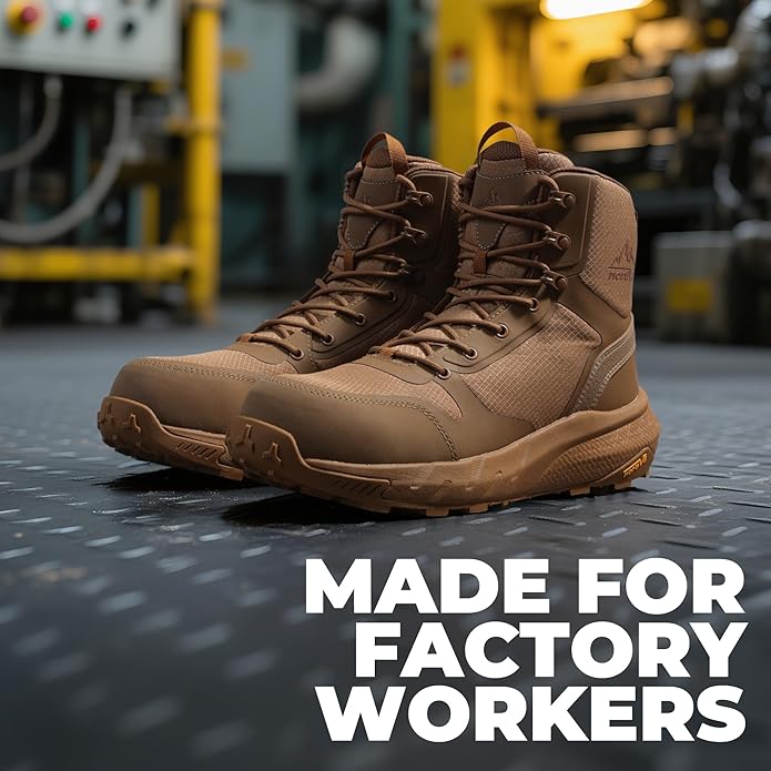 NORTIV 8 Men's Composite Toe Work Boots – 8'' Lightweight ASTM F2412-24 & ASTM F2913-24 Safety Boots with Side Zipper for Construction & Warehouse, Metrostrike-Nano