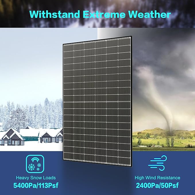 JJN Bifacial 2PCS 400 Watt Solar Panel, N-Type 16BB 400W Solar Panels, 25% High Efficiency Monocrystalline Solar Module for 12V/24V/48V PV System for Homes Rooftop Farm RV and Off-Grid Applications